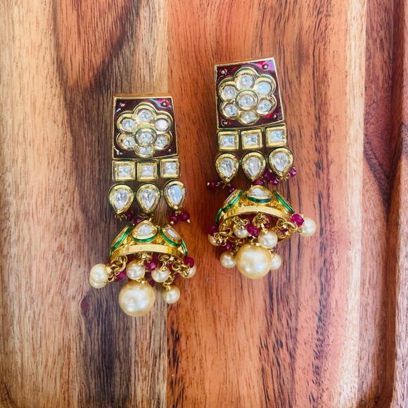 Brand new premium quality kundan beads with meenakari earrings from Tiara - Picture 2 of 5